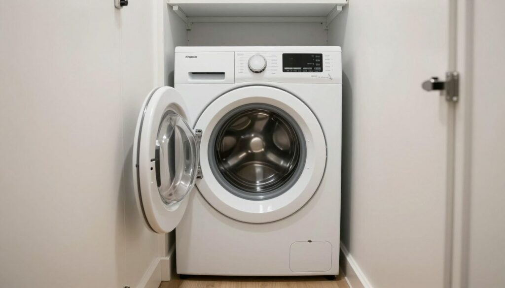 Frigidaire compact washer installed in small apartment laundry closet
