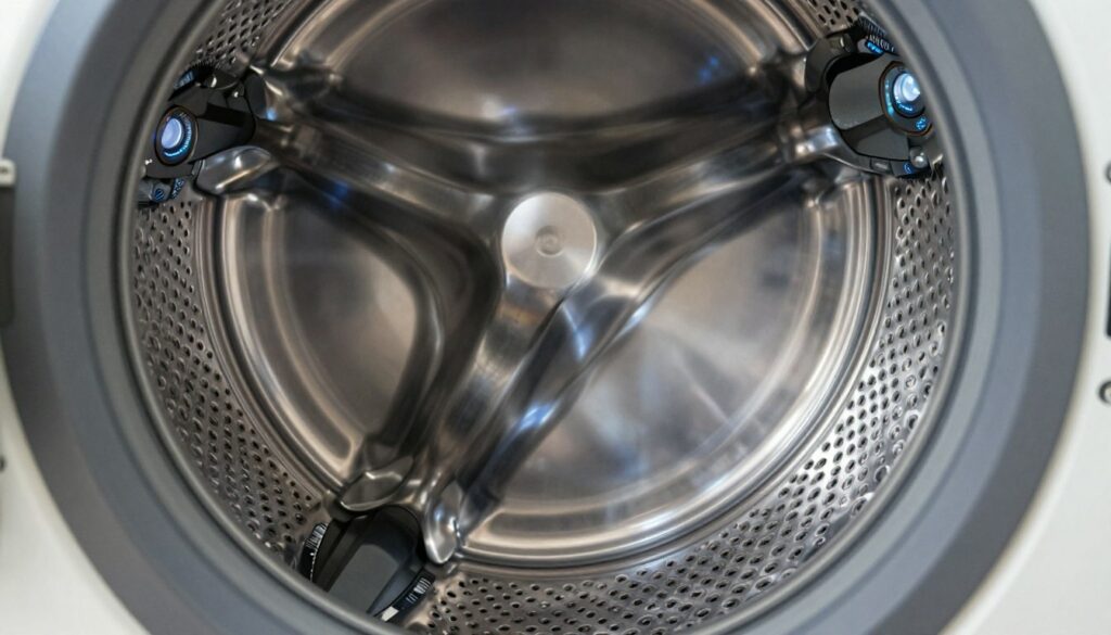 LG washer interior drum showing advanced spray technology