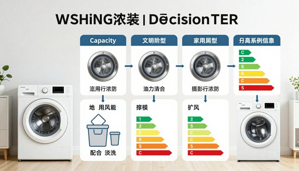 washing machine buying guide infographic showing key decision factors